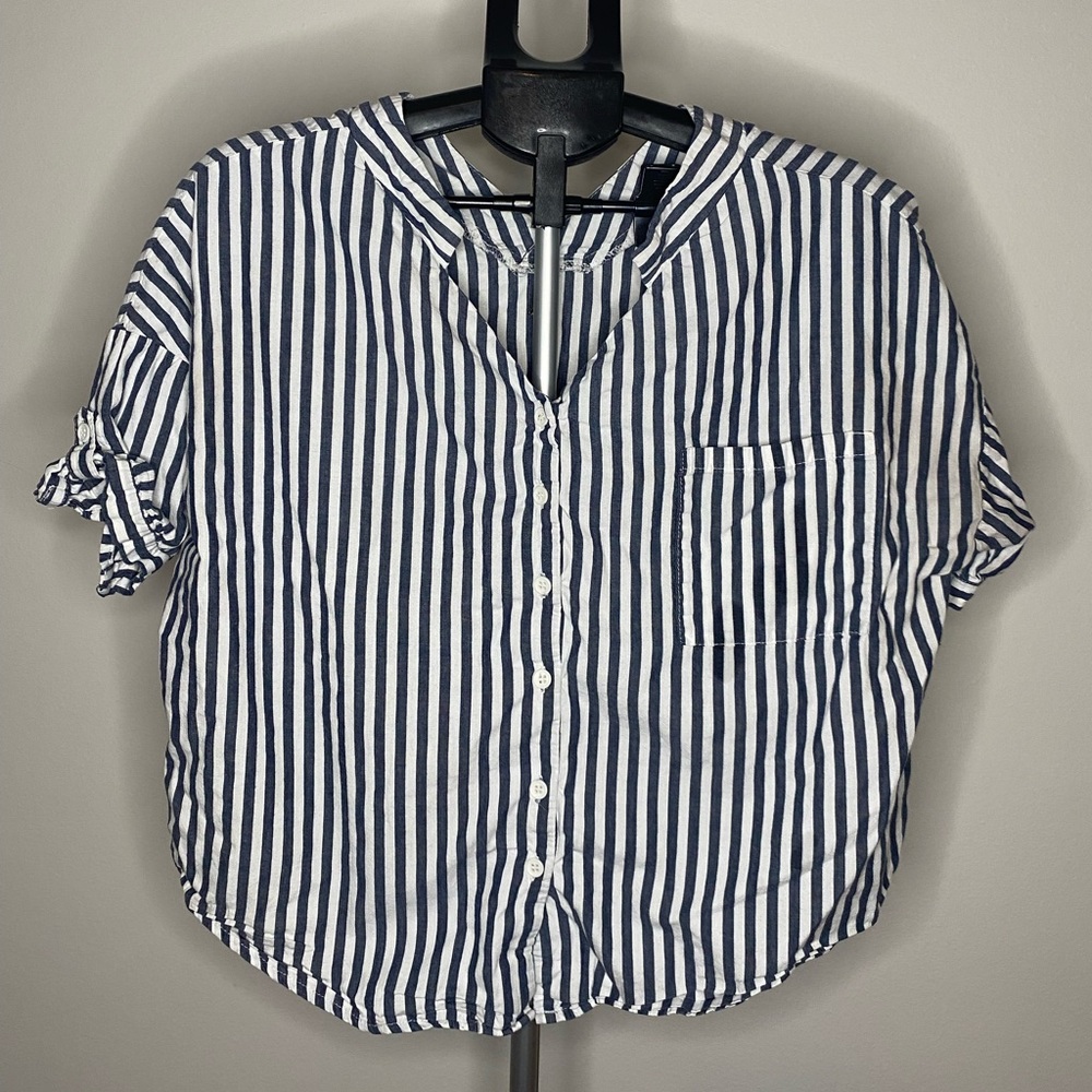 Blue/White stripped blouse Small